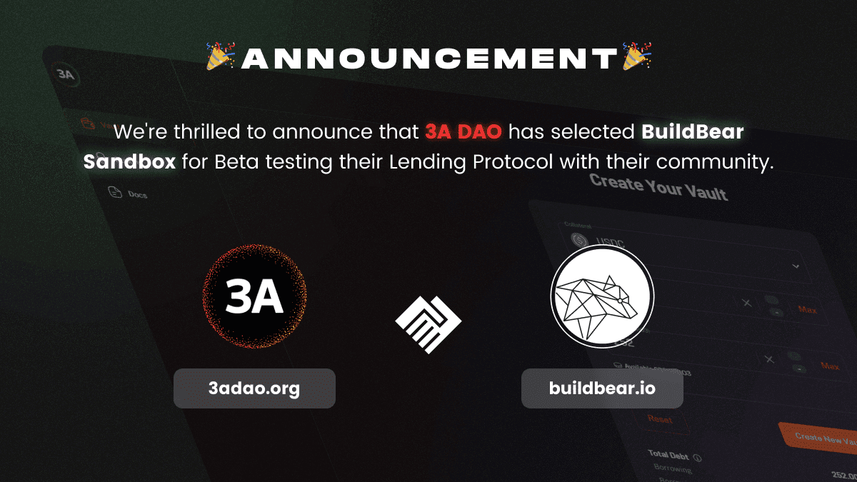 3A DAO Chosen BuildBear Sandbox for Beta Testing their Lending Protocol  Image